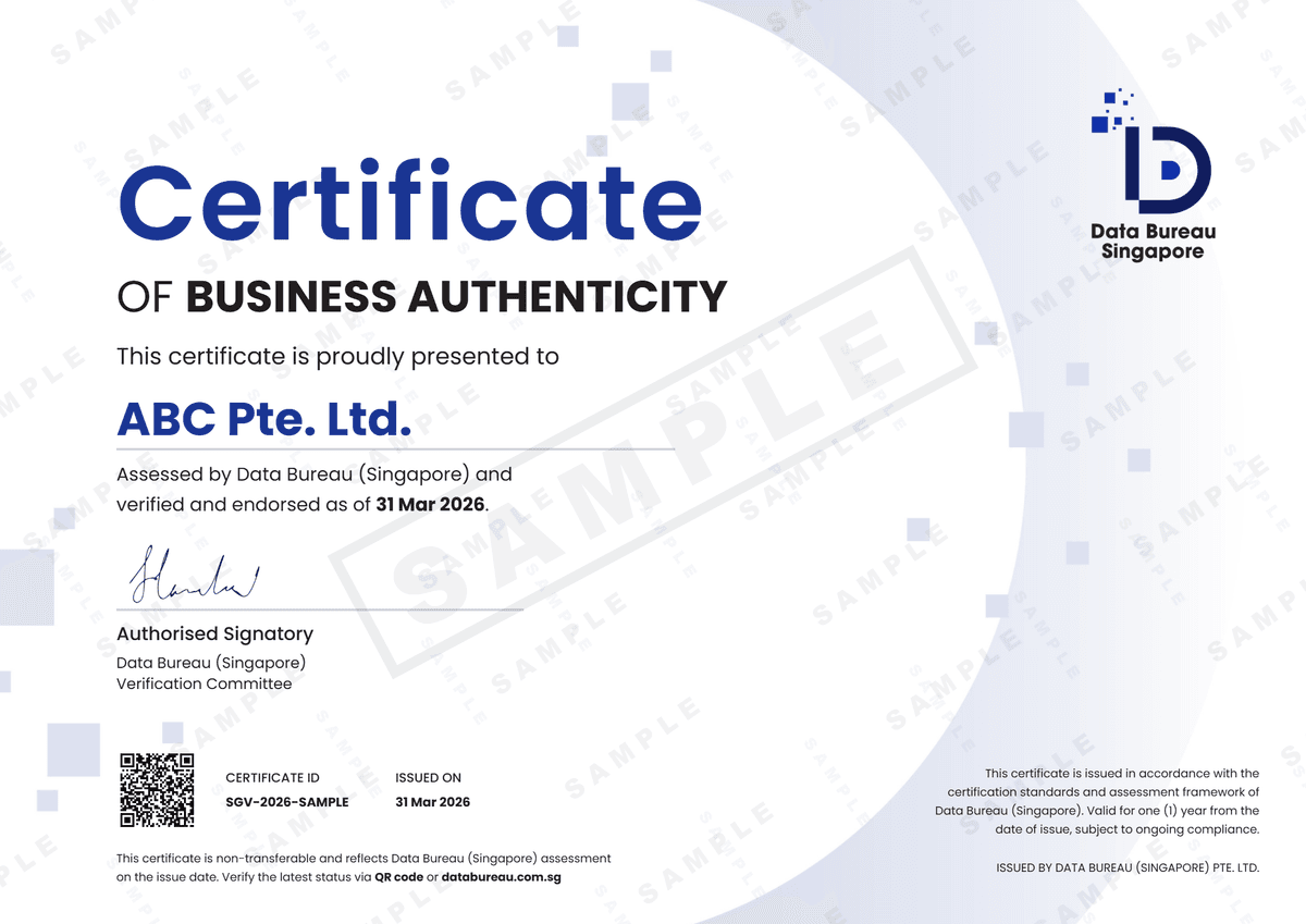 Data Bureau Certificate Sample