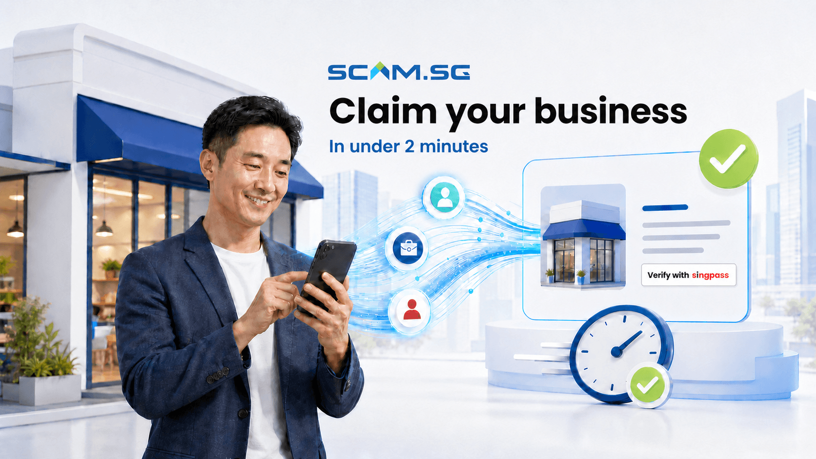 Claim your business on Scam.SG in under two minutes with Myinfo Business